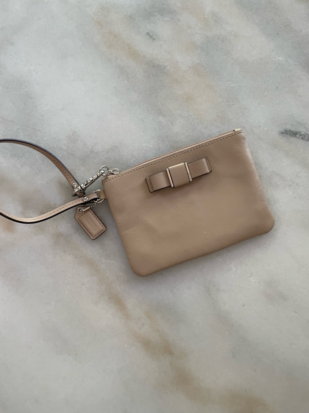 Coach Taupe Bow Wristlet Pouch - Women Bags